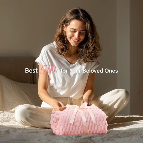 BEDELITE Pink Throw Blanket, 50x60 Soft Plush Microfiber Fleece for Couch