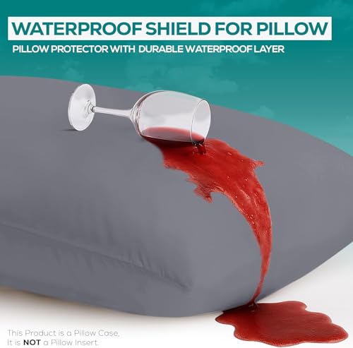Set of 2 Gray Pillow Protectors 20x20 Inches with Zipper