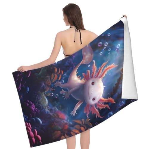 Axolotl Beach Towel - Cute Microfiber Quick Dry Pool Towel