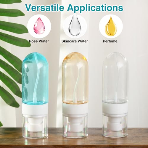 Gungtien Small Travel Spray Bottle 3-Pack, 2oz Refillable Leak-Proof Mini Containers for Perfume and Cosmetics