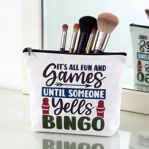 Bingo Makeup Bag Canvas Cosmetic Pouch for Bingo Players