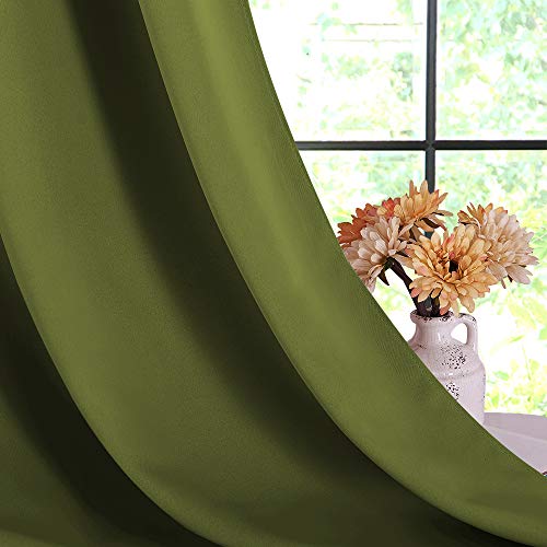 NICETOWN Olive Green Blackout Curtains - Set of 2, 34x40