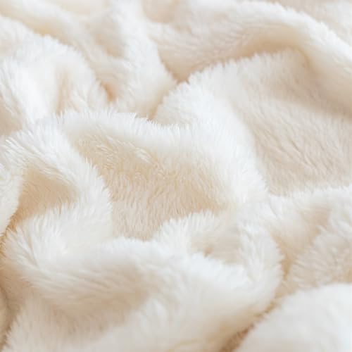 50x60 Inch Light Blue Fuzzy Camping Blanket - Thick Sherpa Plush Throw for Couch, Bed, Travel