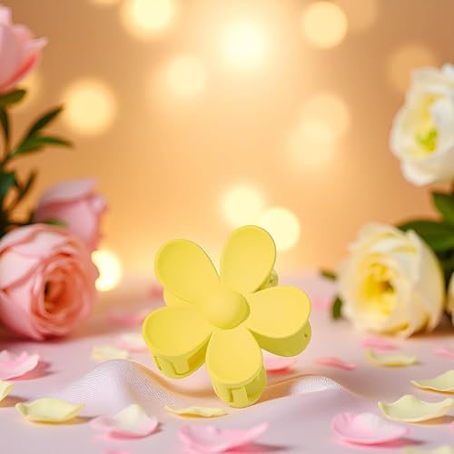 Qemixly Yellow Flower Hair Claw Clips Anti-Scratch Strong Hold Jaw Clips