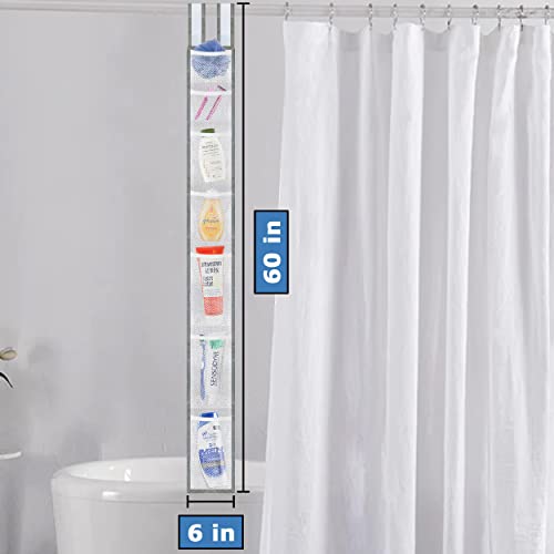 Skywin Hanging Mesh Shower Caddy - 7-Pocket Portable Organizer, White