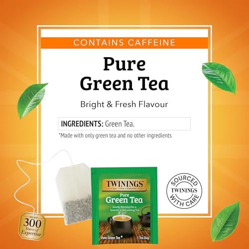 Twinings Pure Green Tea Bags, 100 Count (Pack of 1) - Caffeinated