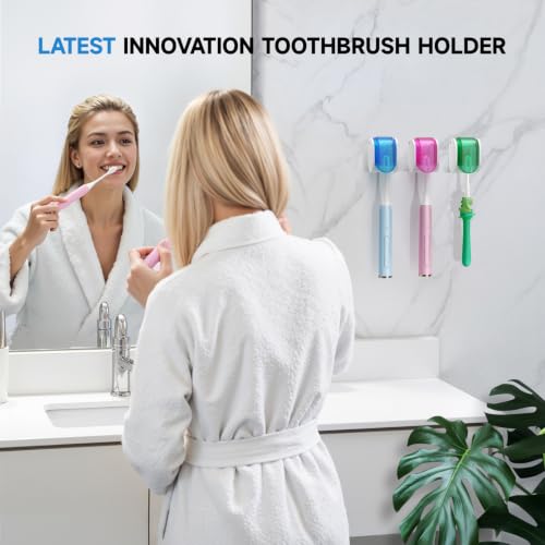 Wall-Mounted Toothbrush Holder with Cover - 3PCS Moisture-Proof Design