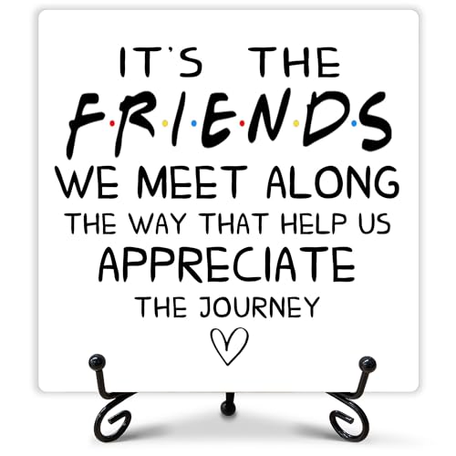 Ukebobo 'Friends We Meet' Wooden Desk Sign with Iron Stand, 5x5 Inch
