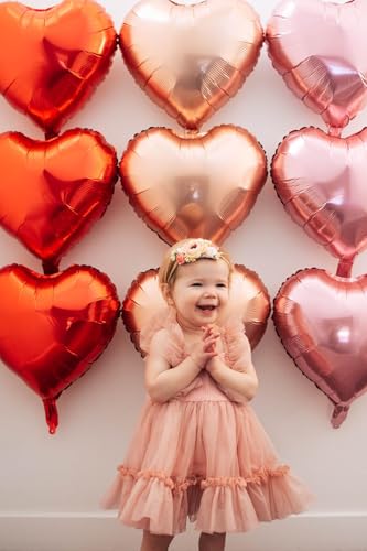 24-Pack 18-Inch Heart Foil Balloons for Valentine's Day Decor