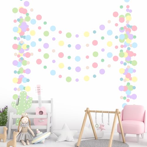 Outus Pastel Circle Garland Banners, 5-Piece Paper Hanging Streamer Set