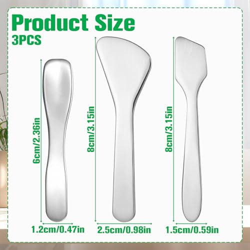 Qianyu Mini Metal Makeup Spatula Set - 3 Reusable Skincare Tools
