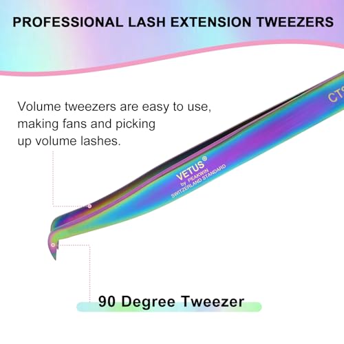 EMEDA L Curved Eyelash Extension Tweezers with Fiber Tip Stainless Steel