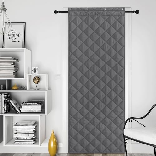 NICETOWN Grey 80-Inch Insulated Thermal Door Curtain, 32" W x 80" L, Energy Saving