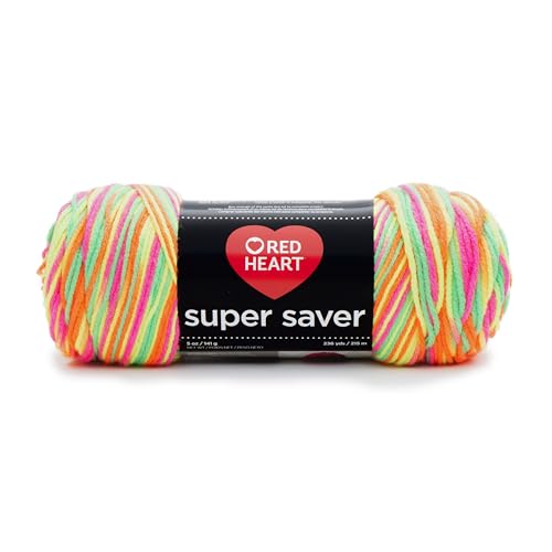 Red Heart Super Saver Yarn - Day Glow, Medium Weight 100% Acrylic