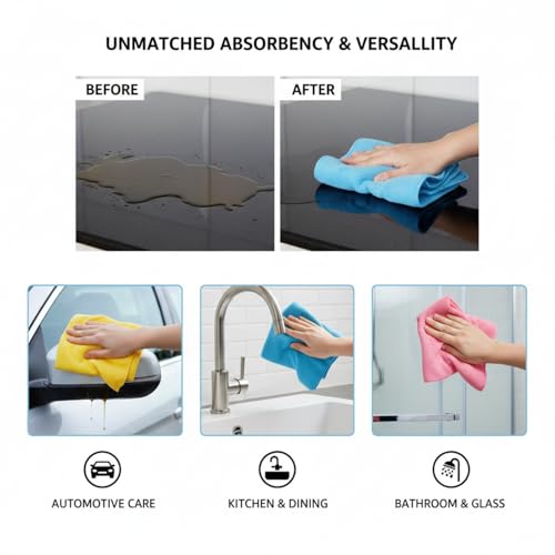 Microfiber Cleaning Cloths 12-Pack | Ultra Absorbent & Lint-Free