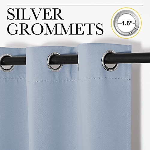 NICETOWN Vintage Blue Blackout Curtains - 42" x 48" Set of 2 Grommet Drapes