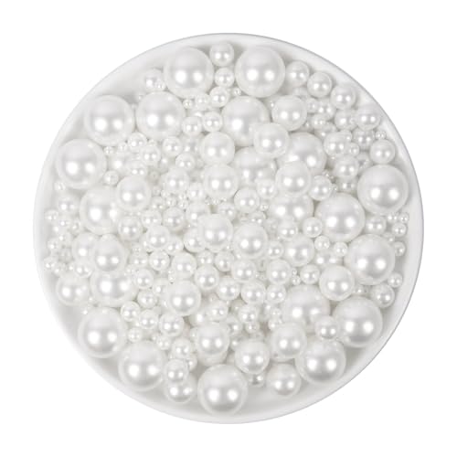 1300PCS No Hole White Pearl Beads for Crafting & Decoration