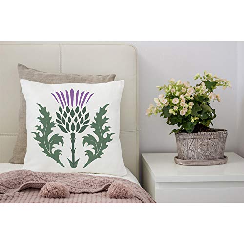 18x18 Green Blossom Thistle Cotton Linen Throw Pillow Cover - VERSUSWOLF
