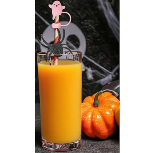 Halloween Luminous Silicone Straw Covers for Stanley Cups - 6 Pcs
