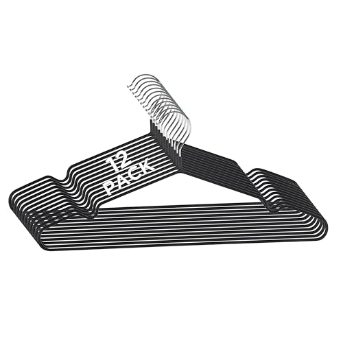 Simplify 12-Pack Metal Clothes Hangers - Space Saving Black Closet Hangers