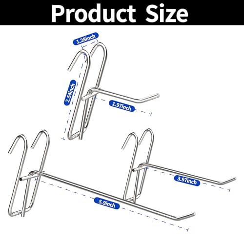 Heavy Duty Metal Wire Shelving Hooks - 12 Pack (2, 4, 6 Inch)