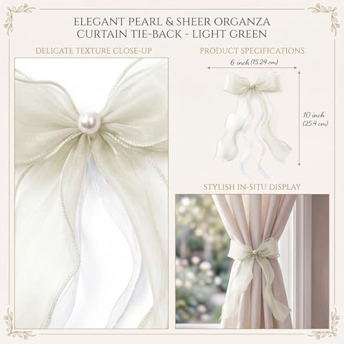 TAMHOO Creamy Ivory Lace Bow Curtain Tiebacks - 6 Pack, Pin-On Floral Ties