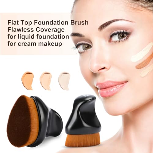 BEAUTYFACTOR Kabuki Foundation Makeup Brush - Matte Black Ergonomic Blending Brush for Liquid and Cream Cosmetics