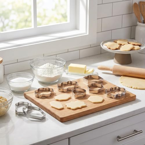 10Pcs Stainless Steel Cookie Cutter Set with Variety Shapes for Baking and Decorating