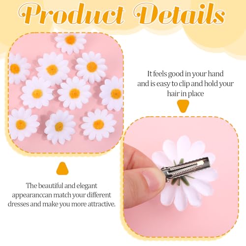 Aiyorse 10 Pcs White Daisy Flower Hair Clips for Women Wedding