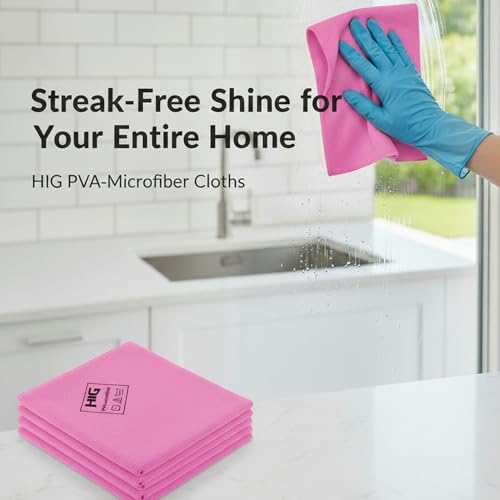 Professional Grade PVA Microfiber Cleaning Towels - 5 Pack, Pink