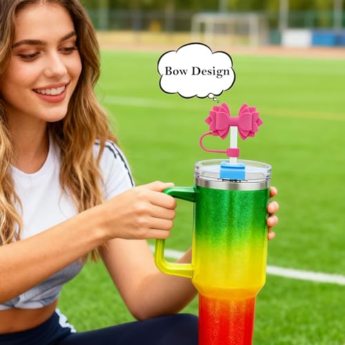 6Pcs Purple Silicone Bow Straw Toppers for Stanley Cup 30/40oz