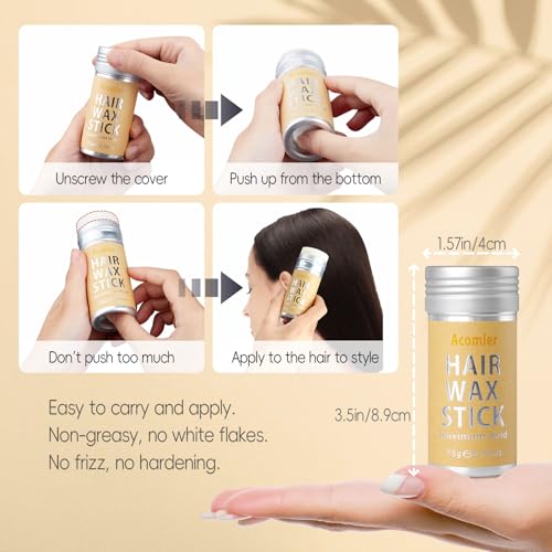 Acomler Hair Wax Stick for Flyaways & Edge Control - 2.7oz Non-Greasy Styling Pomade