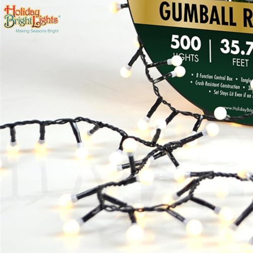 Indoor Outdoor 500 LED Rice Light Reel 36ft Green Cord White Frost Bulbs