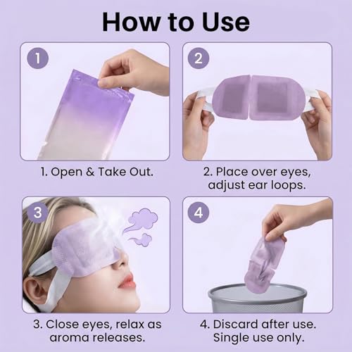 RAQEHO 6-Pack Lavender Self-Heating Steam Eye Mask for Dry Eye Relief