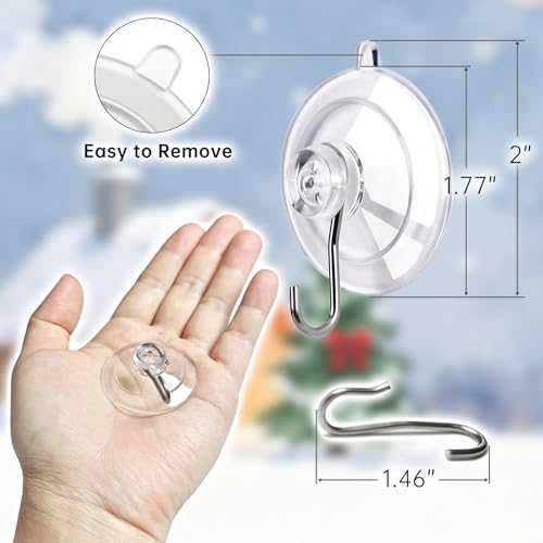 Suction Cup Hooks 12 Pack - 12LB Max Load, Clear Stainless Steel