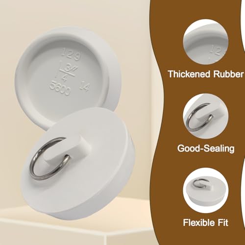 Luomorgo 2 Pack Rubber Drain Stopper Fits 1-3/4 to 1-7/8 Inch Drains White