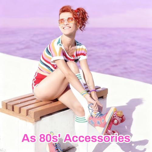 Glow in the Dark Jelly Bracelets & Hair Ties - 30 Pack Neon 80s Accessories