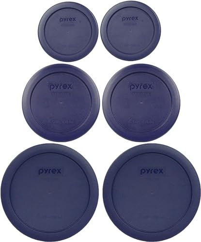 Pyrex 6 Piece Blue Food Storage Lid Set - Made in USA