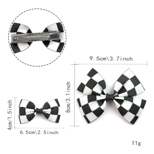 GSHLLO 6 Pcs Checkered Hair Bows - Black Plaid Alligator Clips for Women and Girls