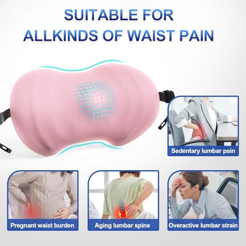 BYMECOST Ergonomic Memory Foam Lumbar Support Pillow - Pink Back Cushion
