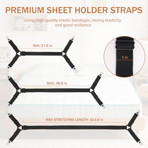 Adjustable Bed Sheet Holder Straps - 2 Pcs Grippers for All Sizes