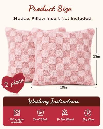 Valentine's Day Pillow Covers Set of 2 - 18x18 Inch Plush Faux Fur