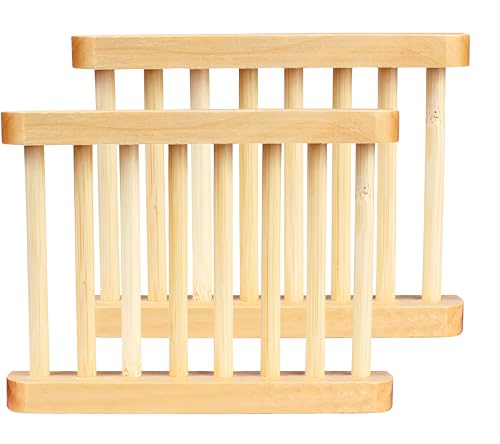 Bamboo Soap Tray Set - 2-Pack Self-Draining Soap Holders