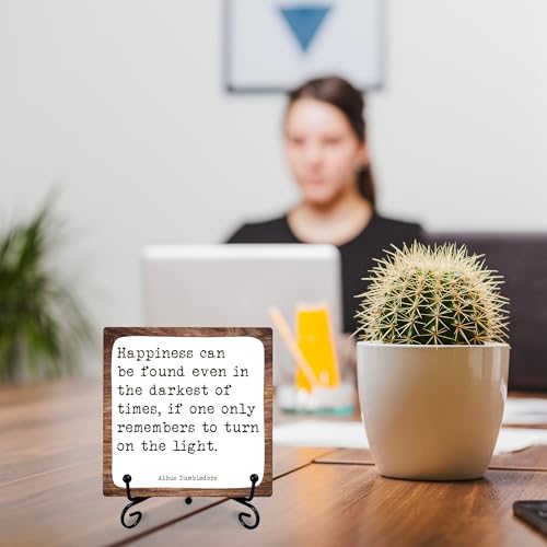 Inspirational Wooden Sign with Metal Stand - 5x5 Inches