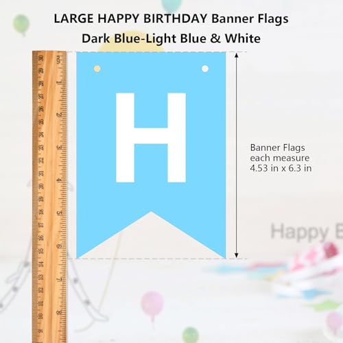Happy Birthday Banner Garland - Blue Party Decorations