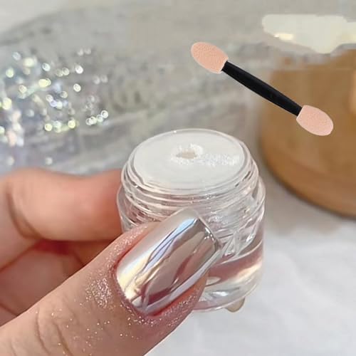 Sulily White Pearl Aurora Nail Powder Chrome Mirror Effect Pigment Glitter