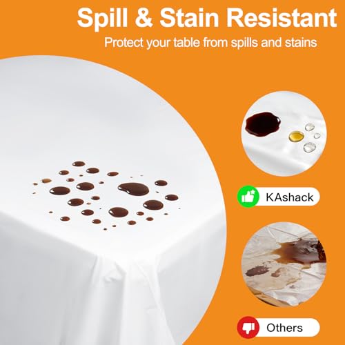 KAshack 2 Pack White Disposable Tablecloth, 54" x 108" - Eco-Friendly & Durable