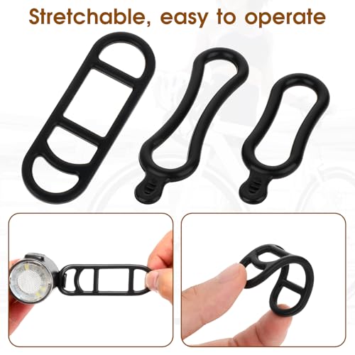 10 Pieces Bicycle Light Silicone Straps Bike Silicone Mount Band Rubber Light Strap Replacement Bike Flashlight Mount Band Black Cycling Rubber Bands for Road Mountain Bike, Most Bicycle Light Sets