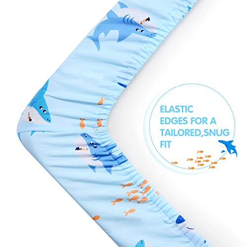 UOMNY Shark Fitted Crib Sheet for Boys – 52x28 Soft Microfiber