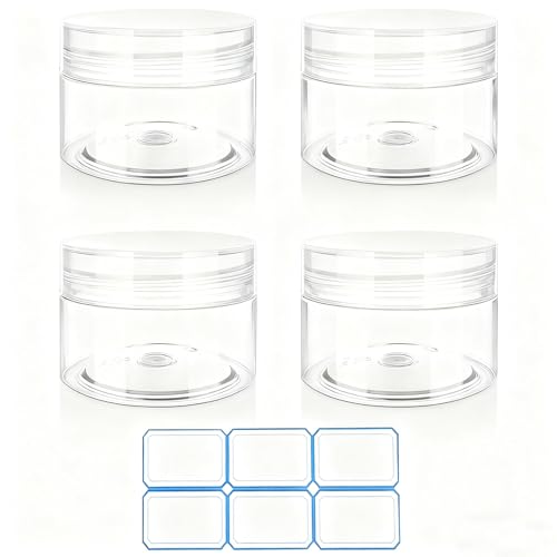 DTDNZKN 4-Pack 1 Oz Travel Containers for Creams Leak Proof Jars with Labels